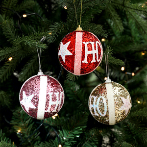 Ornements de Noël en mousse de luxe 2025, boules suspendues incassables, rouge pailleté - Product Image 1