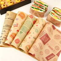 Kertas Pembungkus Burger Anti Minyak Berlapis PE Food Grade dengan Desain Merek untuk Restoran dan Sandwich