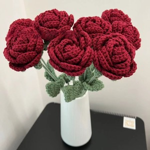 Großhandel gestrickte Blumen häkeln <span class=keywords><strong>Roselle</strong></span> Rosen für moderne Haus, Hochzeit & Festival Dekor Fabrik direkte Groß bestellungen - Product Image 3