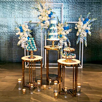 Lot de 3 supports floraux modernes en métal doré pour gâteaux de mariage, élégants ornements de chemin de table, décoration de fond de scène de mariage