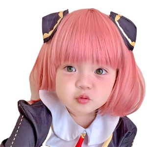 Espion famille perruque pour enfants Ania Anime Cosplay rose soigné frange Simulation vague tête perruque couverture - Product Image 1