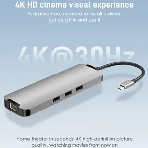 Док-станция Usb Type-C с 4k Hdmi Usb 3,0 Rj45 Usb-c Type-c