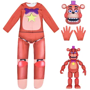 Kostum Cosplay permainan, Jumpsuit Halloween Dewasa Anak lima malam FNAF Beruang