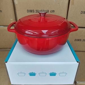 Casserole de cuisine de haute qualité Pots en fonte antiadhésive <span class=keywords><strong>28</strong></span> <span class=keywords><strong>cm</strong></span> casseroles en émail rouge domestique Double oreille four français ustensiles de cuisine - Product Image 6