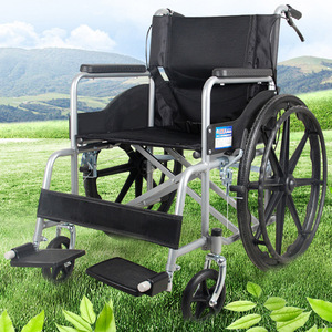 Folding Lightweight Manual Wheelchair High Carbon Steel Blue Black Mesh Seat For Elderly And Pregnant Women - Product Image 2