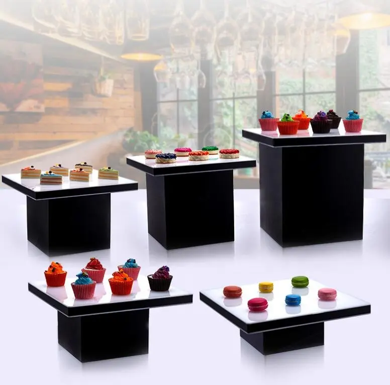 CABOAL Risers acrílicos para alimentos Display Buffet acrílico branco Display Stand caixa personalizada