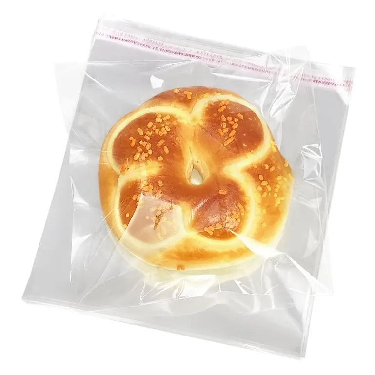 Tùy chỉnh bánh mì Cookie kẹo bao bì OPP tự dính Giấy bóng kính túi cho cửa hàng thực phẩm
