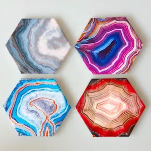 Custom Hexagon Shape Stone Absorbent Ceramic Coaster For Sublimation