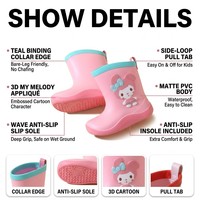 Nouvelles bottes de pluie imperméables pour tout-petits, mignonnes, avec semelle antidérapante en nid d'abeille et bordure en cuir, pour petites filles, idéales pour jouer dans les flaques d'eau en extérieur