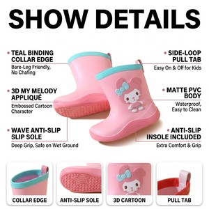 Nuevas Botas de Lluvia Impermeables para Niñas Pequeñas, con Suela Antideslizante de Panal y Ribete de Cuero, Ideales para Jugar en Charcos al Aire Libre - Product Image 3