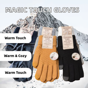 Gants magiques d'hiver pour écran tactile, pour femmes et hommes, mitaines chaudes en laine tricotée extensible, non doublées, en acrylique jacquard, pour écran tactile - Product Image 3