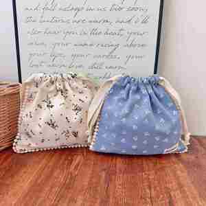 Wholesale Floral Cotton Drawstring Cosmetic Bag Custom Bags with Logo Pouch Packaging with <b>String</b> Bag Recyclable - Product Image 1