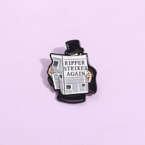 Broche de Metal con letras inglesas de personalidad creativa para leer <span class=keywords><strong>el</strong></span> periódico, insignia con forma de <span class=keywords><strong>hombre</strong></span>, Medalla decorativa, 100 Pines, técnica de fundición - Product Image 1