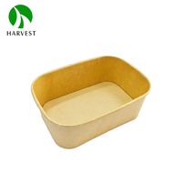 Conteneur alimentaire jetable biodégradable en kraft rectangulaire de 500 ml, boîte à bento pour barbecue, boîte à nouilles Yaki