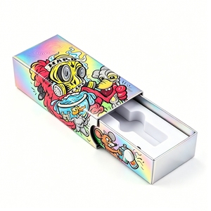 Custom <b>Empty</b> 3ml Vial Box Child Resistant Paper Drawer Packaging 0.5ml 1ml 2g Gram Cartridges CR Laser Silver Paper <b>Boxes</b> - Product Image 4