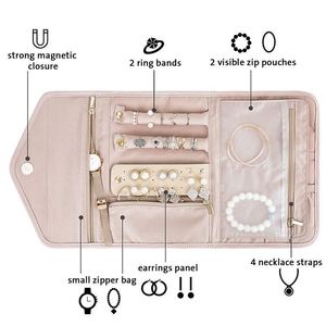 Organisateur de bijoux de voyage pliable BSCI, boîte de présentation personnalisée pour bagues, colliers, bracelets - Product Image 3
