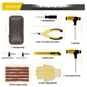 Professional Car Tire Repair <b>Tool</b> Set 58 Piece Vacuum Tire Motorcycle Electric <b>Vehicle</b> Rubber Strip Repair Kit - Product Image 4