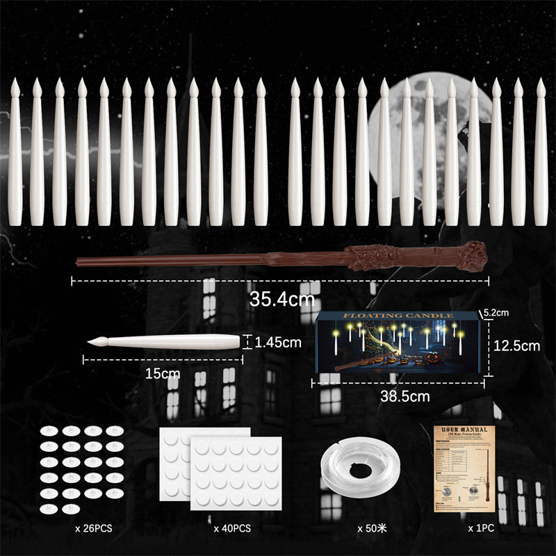 Warm White 24 candles+one magic wand