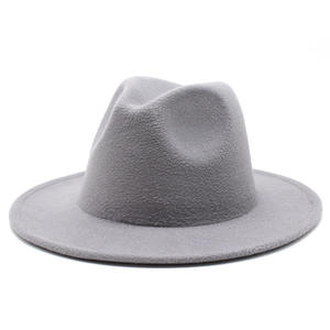 Fedora Großhandel Logo Herbst Mode Hüte Damen benutzer definierte Winter breite Sombrero Cubo Pesca dor Krempe Seil Band Frauen Filz Hut - Product Image 2