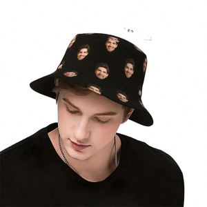 Custom Personalized Cartoon Face Design Bucket <b>Hat</b> for <b>Men</b> and Women Fashionable Summer Beach Fishing <b>Sun</b> Cap Daily Applicable - Product Image 3