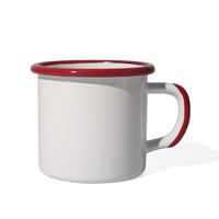 Tasses en métal émaillé de 350 ml (12 oz) en gros, design vintage, logo personnalisé, pour le thé, le camping, sublimation personnalisable, blanc, en stock
