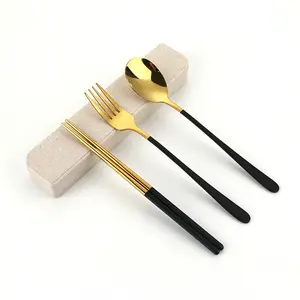 Thân thiện với môi Travel cutlery Set Hàn Quốc đũa và Spoon Set cho các trường học sử dụng đóng gói trong trường hợp