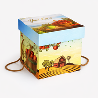 Scatola Regalo Rigida Personalizzata con Sacchetto di Carta Abbinato per Confezione di Fragole e Mele, Set Regalo Premium per Frutta