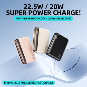 พาวเวอร์แบงค์พกพา 22.5W ชาร์จเร็ว PD พร้อมหน้าจอ LED แสดงผล ช่องเสียบ Type C ทั้งแบบ Input และ Output ช่องเสียบอเนกประสงค์ แบตเตอรี่ Li-Polymer - Product Image 1