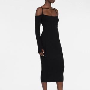 Vestido Casual Elástico de Punto con Tirantes y Hombro Descubierto, Sexy, de Manga Larga, para Primavera/Verano - Product Image 4