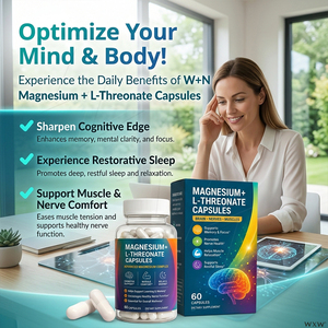 Capsule di Magnesio <span class=keywords><strong>L</strong></span>-Treonato a Rapido Assorbimento con Etichetta Privata, Supporto Attivo al Magnesio per la Funzione Cognitiva degli Studenti, Campione Gratuito - Product Image 2