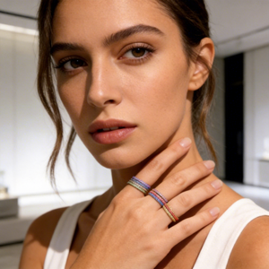 Bague <span class=keywords><strong>en</strong></span> zircon pierre de naissance <span class=keywords><strong>en</strong></span> acier inoxydable, étincelante, durable, inaltérable, design superposé, bijoux de mode pour femmes, usage quotidien - Product Image 2