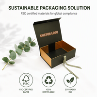 Boîte cadeau rigide en carton recyclable avec logo personnalisé en relief, rose, noir, bleu, rouge, ruban en papier, aimantée, luxe, pliable