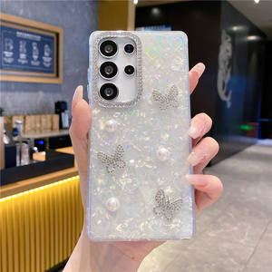 S24 s25 fe के लिए प्यारा सेल फोन कवर, 24 s25 एज शेल पैटर्न तितली हीरा केस मटर डिजाइन - Product Image 6