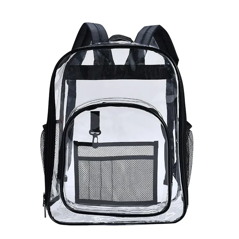 Escola exterior impermeável clara transparente PVC mochila clara mochila clara