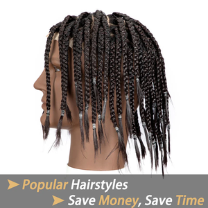 BLT Naturel Noir Cheveux Humains Mélange <span class=keywords><strong>Blond</strong></span> Synthétique 48 Mèches Tresses Carrées Rallongements Dreadlocks Toupet pour Hommes en Stock - Product Image 3