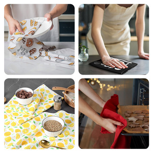 Serviettes de cuisine personnalisées en microfibre gaufrée rectangulaires, tampons à récurer en forme d'ananas, chiffon de nettoyage de cuisine, imprimé thé, serviettes de cuisine personnalisées - Product Image 6