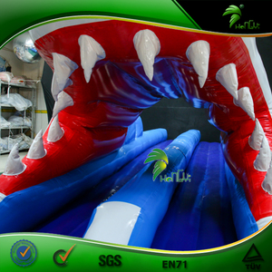 Bouncy Inflatable cá mập trượt nước cho vui chơi giải trí công viên mùa hè hồ bơi Float Inflatable động vật đường hầm - Product Image 4