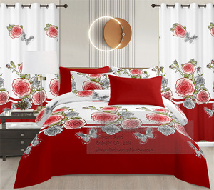 Sẵn Sàng Để Tàu 8 Mảnh Tấm Ga Giường Đặt Vua Kích Thước Giá Rẻ Giá Sợi Nhỏ Hoa In Bộ Đồ Giường Đặt Với Rèm Cửa - Product Image 4