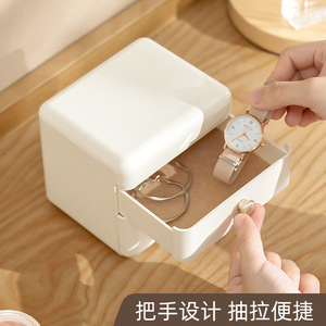 Jewelry Box With Two <b>Drawers</b> <b>Plastic</b> White Gold Handles 12x10x11 Cm For Jewelry <b>Storage</b> Organizer - Product Image 5