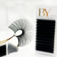 Extensions de cils individuels volume russe personnalisées BY 0.03 0.05, noir mat intense, en cachemire, fournisseur de cils