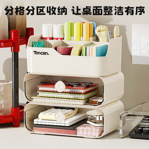 Tocen Desktop <b>Storage</b> <b>Box</b> <b>Drawer</b> Style Multi Compartment Office Organizer for Desk Stationery Cosmetics Pen Holder - Product Image 2
