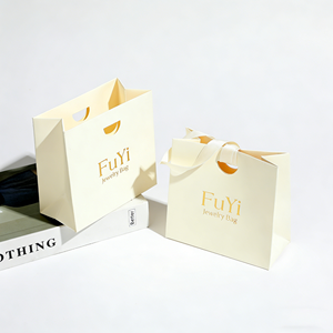 Sac en papier personnalisé avec logo pour bijoux, avec ruban, sac de shopping pour bijoux, sac à main pour colliers et bagues, emballage de bijoux - Product Image 3