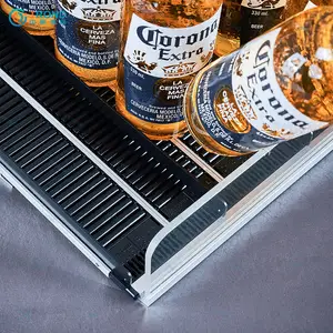 बीयर के डिब्बे सी-दुकान सुपरमार्केट पेय प्रदर्शन रैक गुरुत्वाकर्षण शेल्फ विभक्त के साथ रोलर ग्लाइड