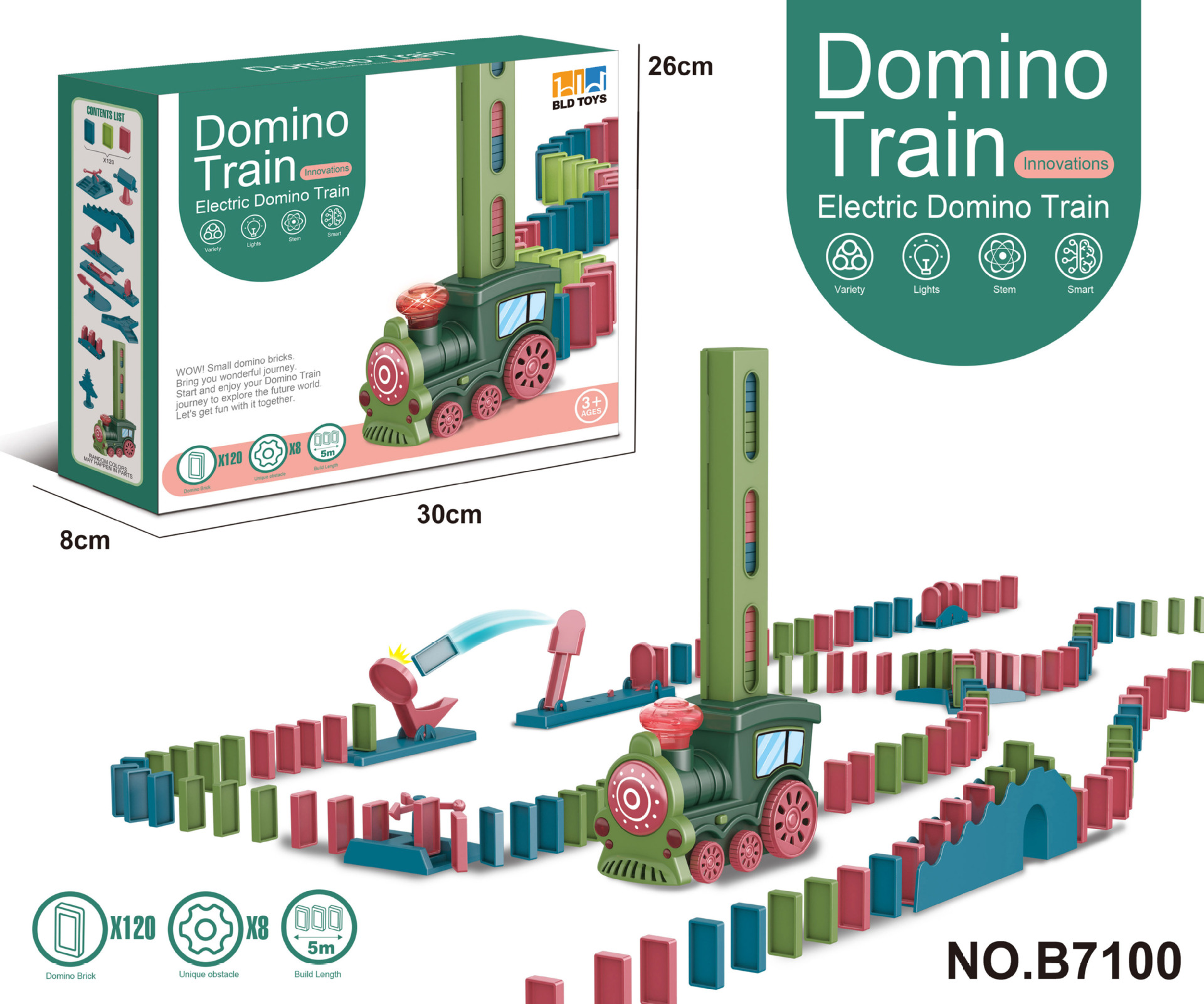 Train vert jungle + 120 tuiles dominos