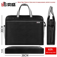 Porte-documents personnalisé en tissu Oxford noir, grande capacité, sac de réunion d'affaires, sac de bureau multi-couches avec fermeture éclair, format A4