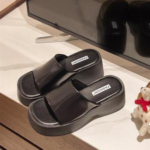 Sandali Estivi Bianchi con <span class=keywords><strong>Zeppa</strong></span> Quadrata per <span class=keywords><strong>Donna</strong></span>, Ciabatte con Tacco Alto - Product Image 2