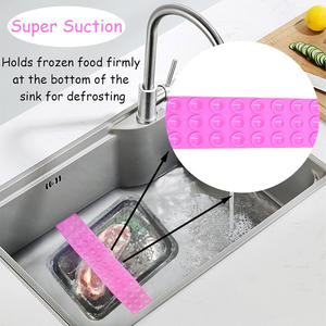 Sangles <span class=keywords><strong>de</strong></span> décongélation <span class=keywords><strong>de</strong></span> la viande avec ventouses solides bandes <span class=keywords><strong>de</strong></span> dégivrage en silicone antidérapantes pour outil <span class=keywords><strong>de</strong></span> décongélation universel monté sur évier <span class=keywords><strong>de</strong></span> fruits <span class=keywords><strong>de</strong></span> mer - Product Image 4