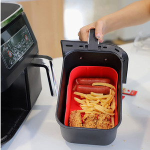 Customizable Thick Rectangle Silicone Pot Liners for Ninja's Dual Air Fryer Reusable Baking <b>Dishes</b> & Pans - Product Image 5