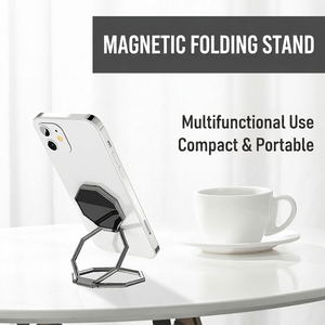 360 °   Support <span class=keywords><strong>de</strong></span> té<span class=keywords><strong>l</strong></span>éphone magnétique rotatif pour bureau et diffusion <span class=keywords><strong>en</strong></span> <span class=keywords><strong>direct</strong></span>, support mobile pliable <span class=keywords><strong>en</strong></span> aluminium portable avec iPhone - Product Image 3