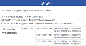 Auriculares SEP390 + D estilo D, auriculares originales de radio bidireccional para Hytera HP500 HP502 HP505 HP506 HP508 HP600 HP602 HP605 HP606 HP608 - Product Image 4